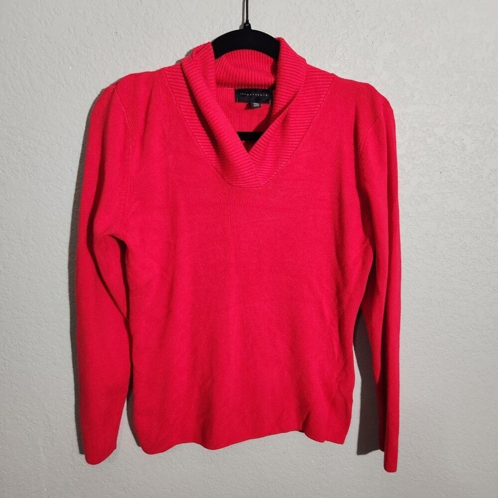 Investments Sweater Womens Large Cowl Neck Long Sleeve Pullover Soft Knit Top
